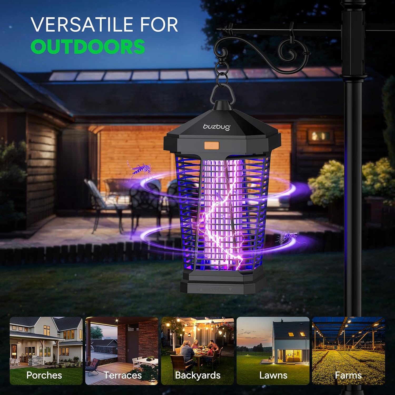 Buzbug MA20 2-in-1 LED Bug Zapper Outdoor