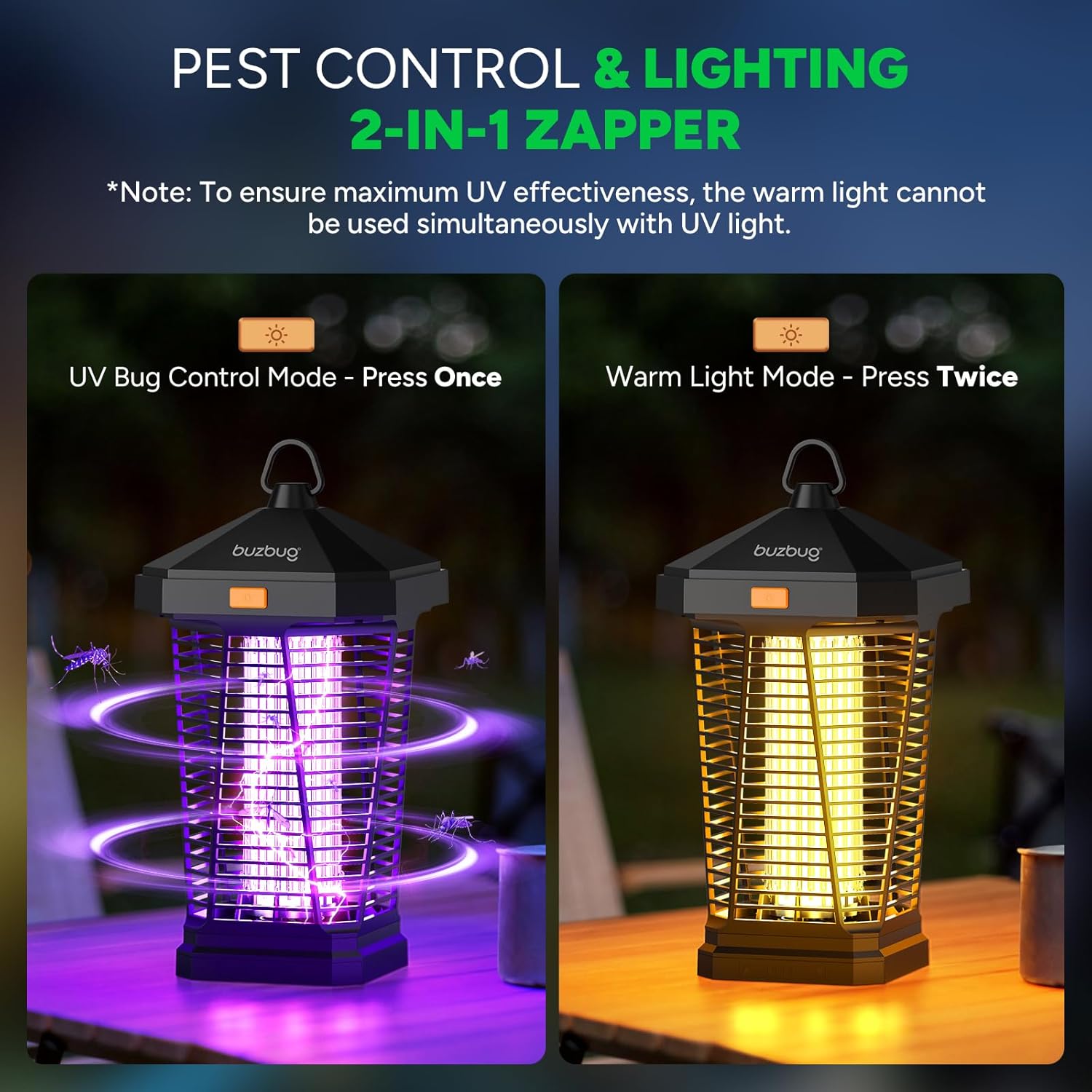 Buzbug MA20 2-in-1 LED Bug Zapper Outdoor