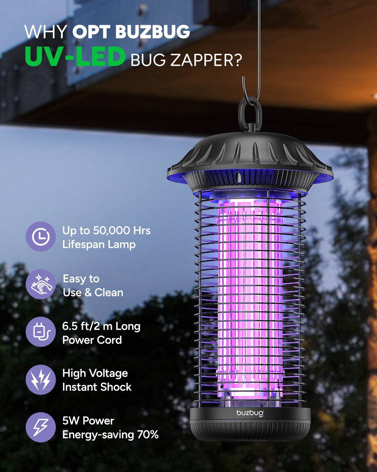 Buzbug MO008C Outdoor LED Bug Zapper